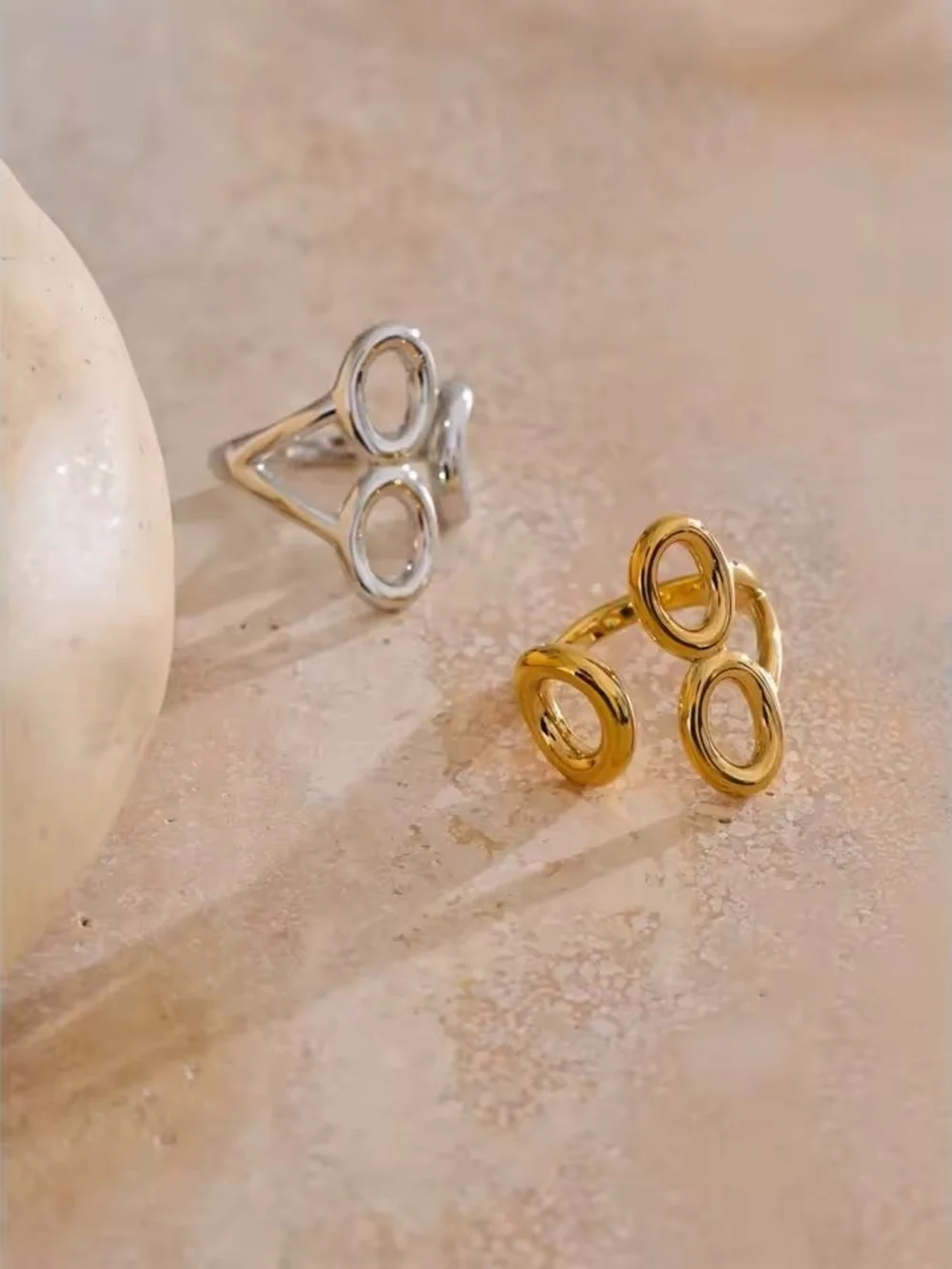 Polished Gold Open Triple Circle Ring